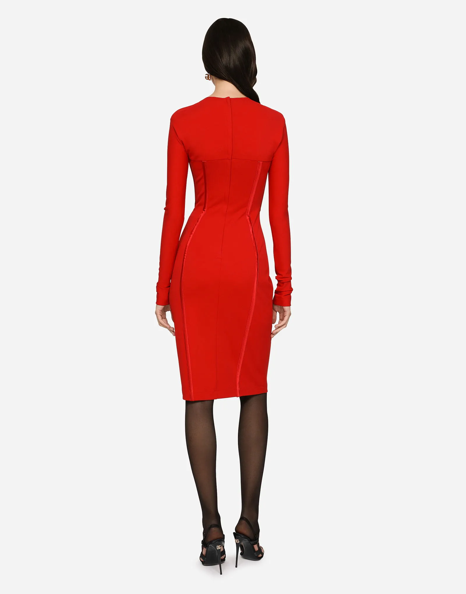 Kleid Dolce & Gabbana Viscose Calf-Length Dress With Corset Details F6AWRTFURL6R2254